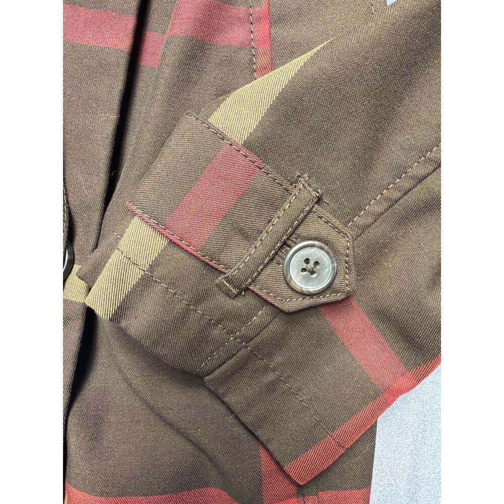 Merona Jacket Brown Plaid Double Breast Tie Waist Water Repellent Old Money SM - Picture 4 of 11